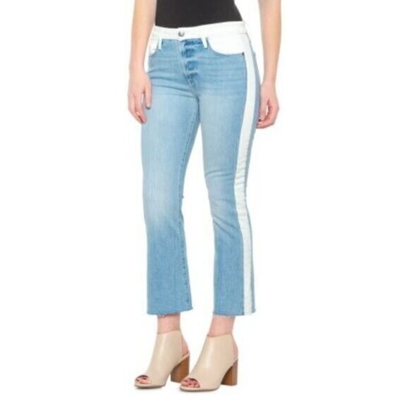 Frame Womens Jeans Denim Le Crop Mini Boot Two Tone Crop Size 24 - Picture 1 of 7